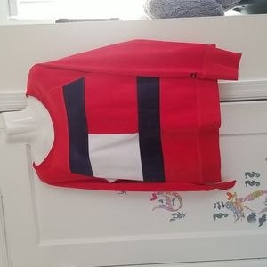 Tommy Hilfiger velour Womens sweatshirt. Size Medium. Navy red and white